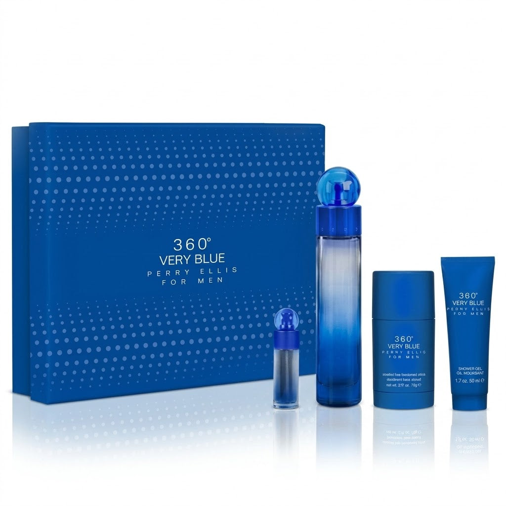 Estuche de Perry Ellis 360 Very Blue hombre 4 piezas
