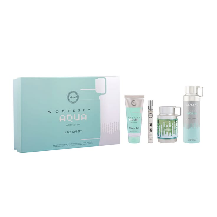 Estuche Armaf Odyssey Aqua Hombre EDP 4Pz Perfume 100ml / Gel De Ducha / Aerosol / Shampoo