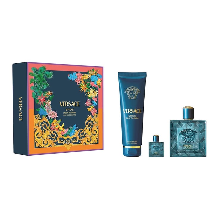 Estuche Versace Eros Pour Homme Hombre PARFUM 3Pz Perfume 100ml /Perfume Mini / Gel De Ducha