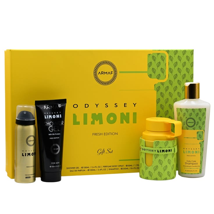 Estuche Armaf Odyssey Limoni Hombre EDP 4Pz Perfume 100ml / Gel De Ducha / Aerosol / Shampoo