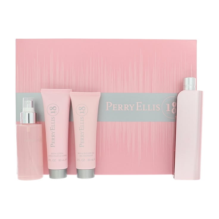 Estuche Perry Ellis 18 Mujer EDP 4PZ Perfume / Perfume Mini / Gel De Ducha / Splash Mist