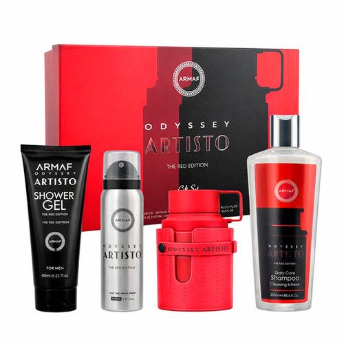 Estuche Armaf Odyssey Artisto 4pzs Unisex 100ml EDP + Splash + Gel de Baño + Shampoo