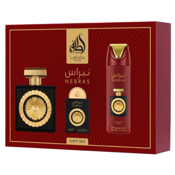 Estuche Lattafa Nebras Unisex 3pzs 100ml EDP + 20ml EDP ´+ Splash